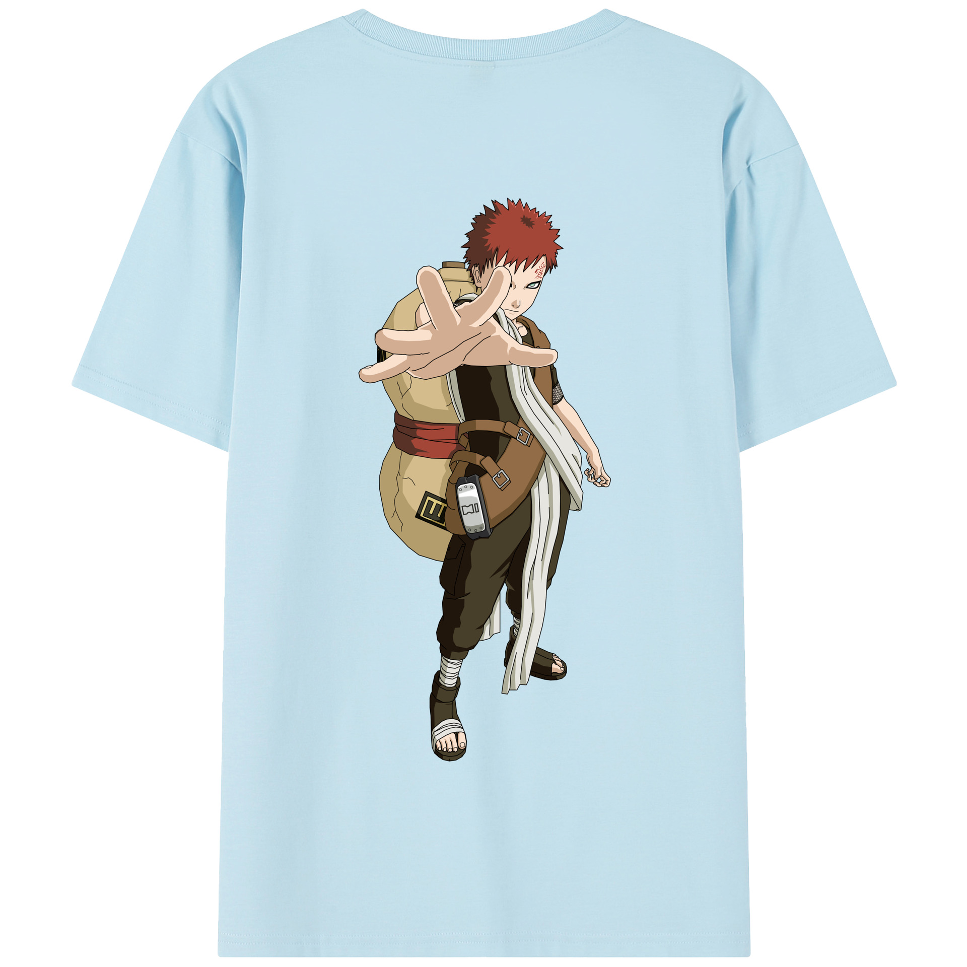 （画像用） NARUTO -ナルト- ガアラ Gaara 綿100％半袖Tシャツ（背面プリント）